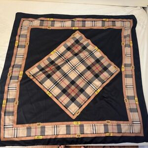 Plaid and Black Square Scarf